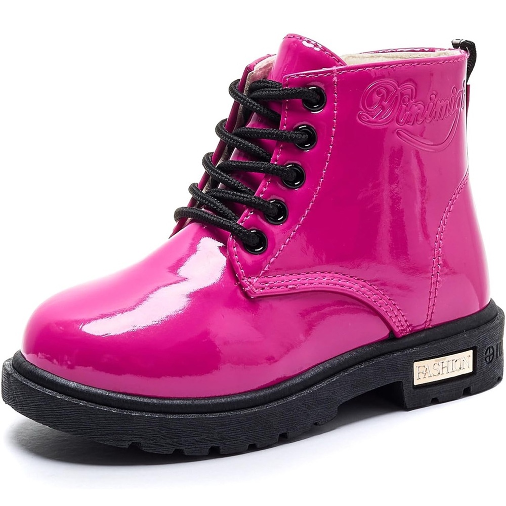 Waterproof Lace-Up Kids Ankle Boots Candy Colored
